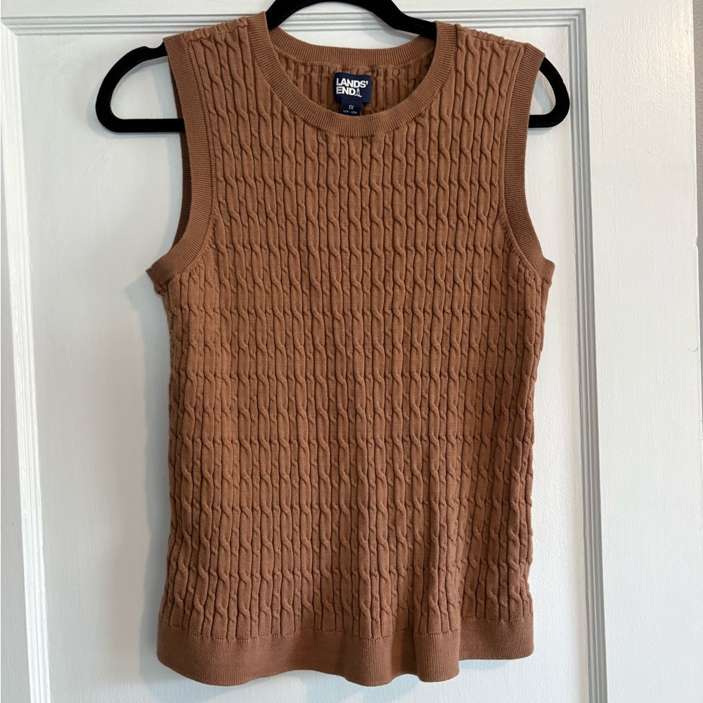 Lands' End Women's Brown Sleeveless Sweater Vest Size 1X (16W-18W)